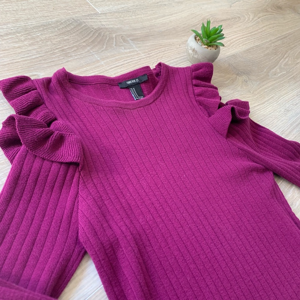 Plum Ruffled Long Sleeve - Picture 3 of 3